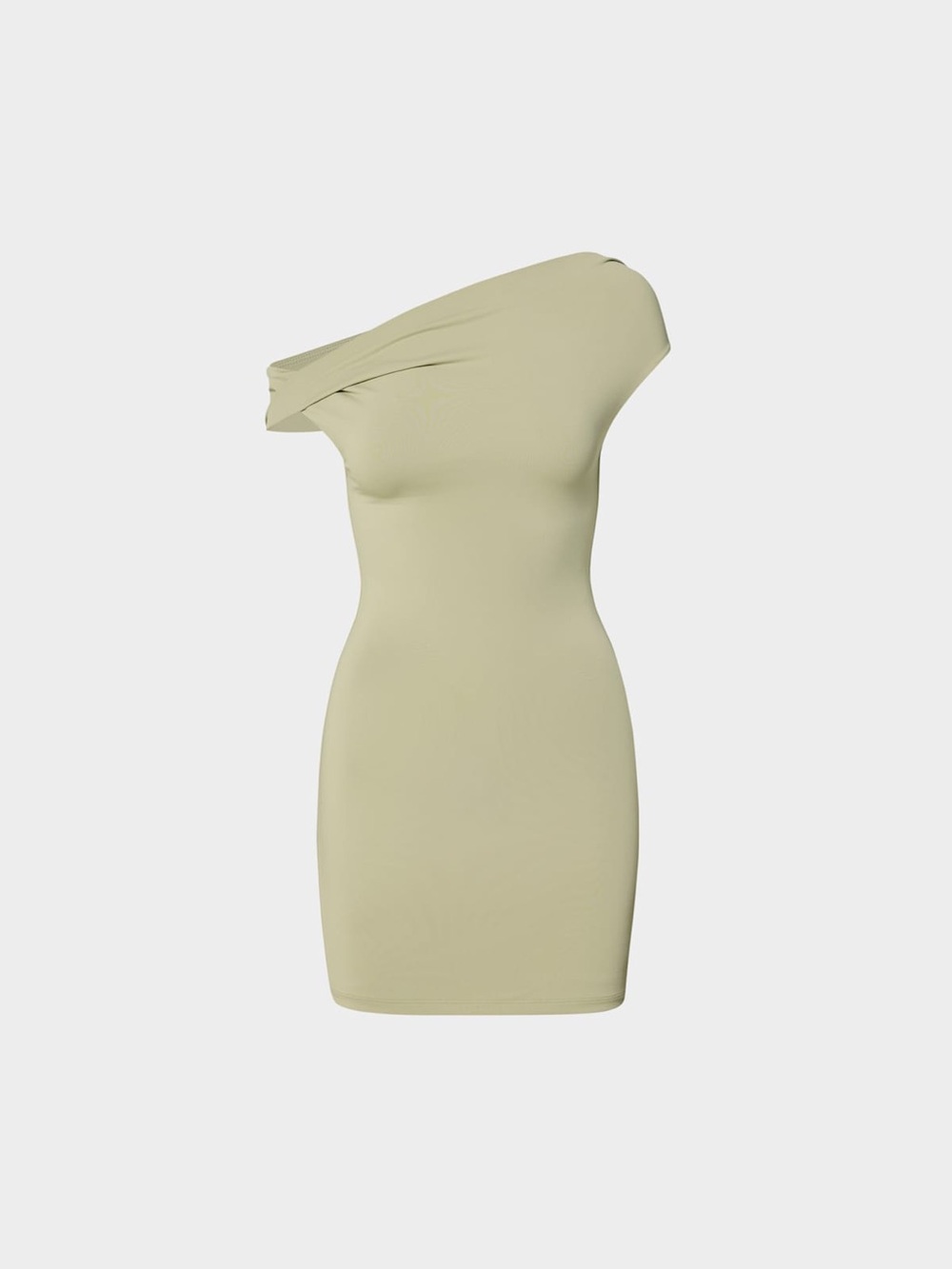 Aritzia Contour Ravish One-Shoulder Martini Olive Mini Dress S